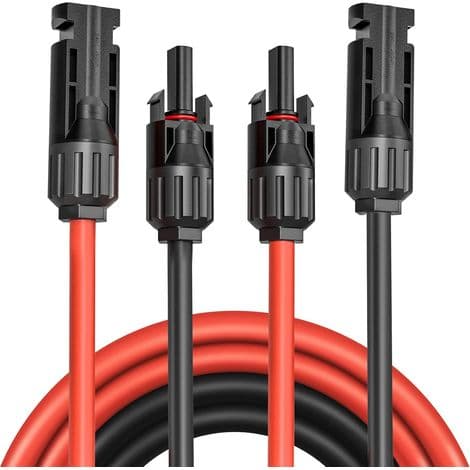 Skjøtekabel - Solcellekabel - Rød/svart - 4mm² - Med forhåndsinstallert solcellekontakt (5 m)