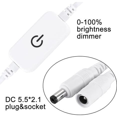 2 st 12-24V 4A Enfärgad LED-list Ljusstyrkeregulator På/Av-brytare Inline Touch Switch DC Mini LED Touch Switch (Vit)