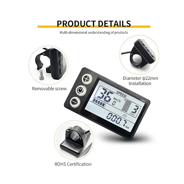 24v 36v 48v 60v Vattentät Lcd-display S866 Controller Panel Dashboard Elcykeldisplay För El