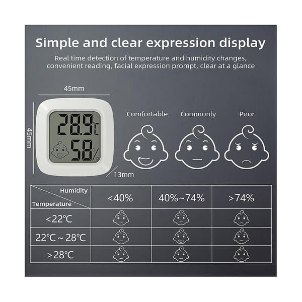 Mini LCD Digital Termometer Hygrometer Magnetisk Temperaturmåler Fuktighetssensor Værsentral