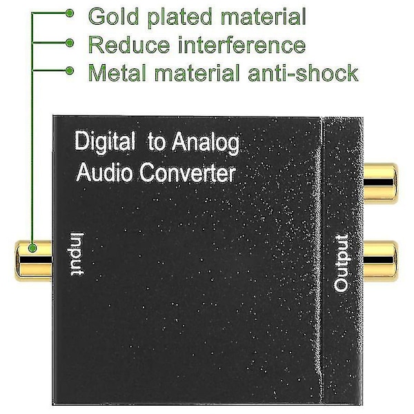 Digital til Analog Lydkonverter Digital Optisk (spdif/toslink) og RCA (l/r) Stereo Lydkonverter Hy