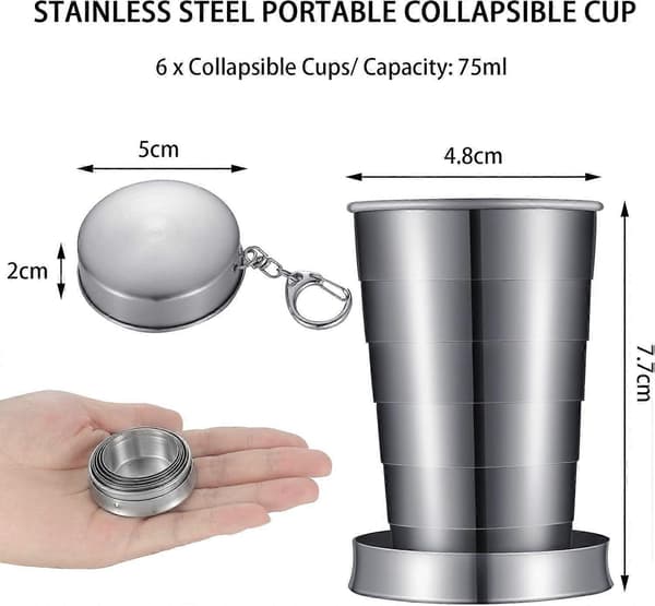 2025 Seneste Model Tessco 6 Stk Sammenklappelige Shotglas Rustfrit Stål