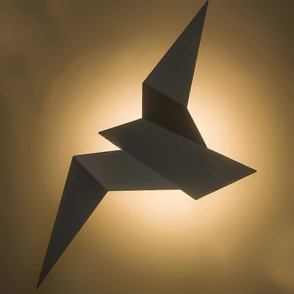 Moderne vegglampe med LED i form av en flygende fugl, kompatibel med soverom, stue (12,8 tommer) (svart)