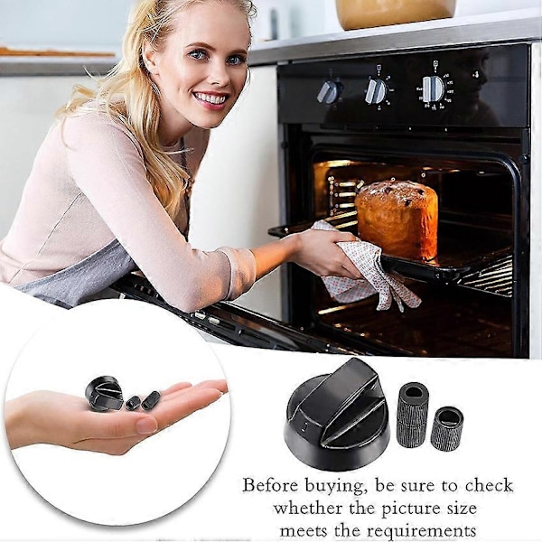 Generisk Design Komfur/Ovn Kontrolknap Pakke Universelle Kontrolknapper med 12 Adaptere (Sort)