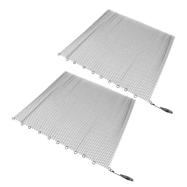 Black Fireplace Mesh, 2-Panel Hanging Curtain Replacement for Wood Burning Fireplace, 24x22 Inch