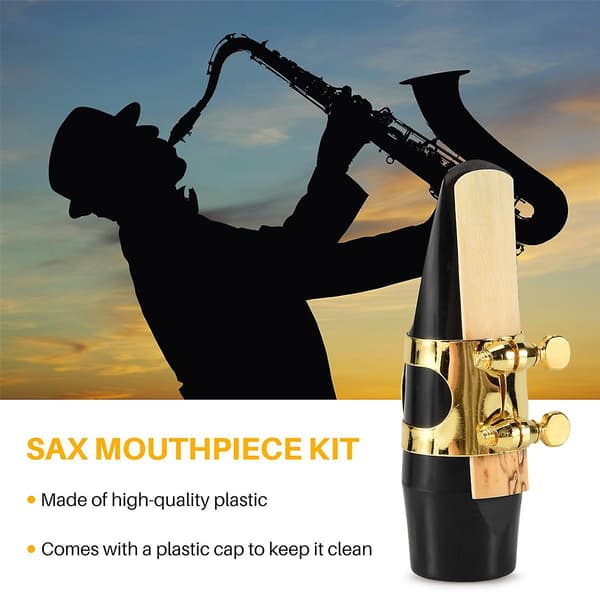 Andoer Alto Saxofon Munstycke Plast med Lock Metall Spänne Reed Munstycke Patchar Kuddar