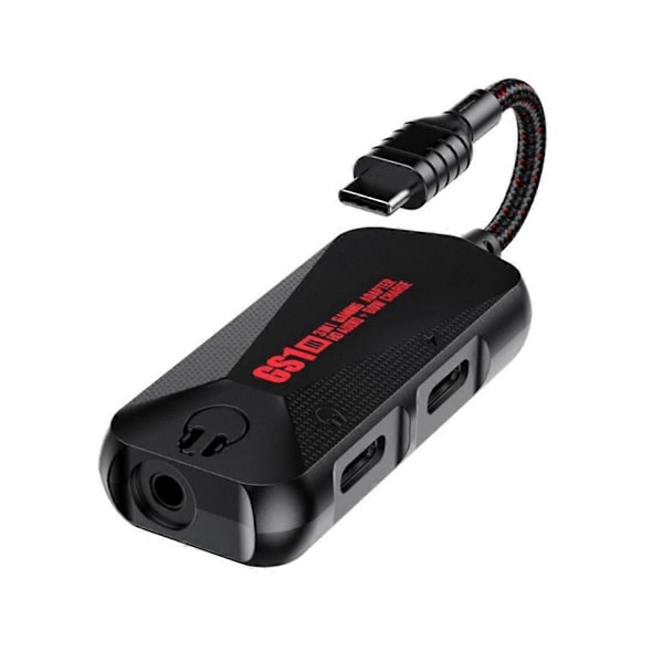 GS1 Spilltelefon Lydkort 3 i 1 Mobilspill Lydkort med Laderadapter USB-C Type-C til 3,5 mm