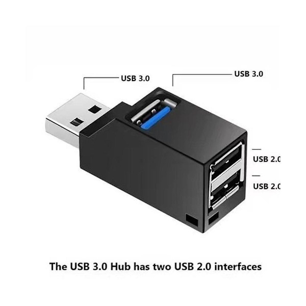Bærbar Multi-Interface Hub Splitter USB3.0 Højhastigheds Hub Sort