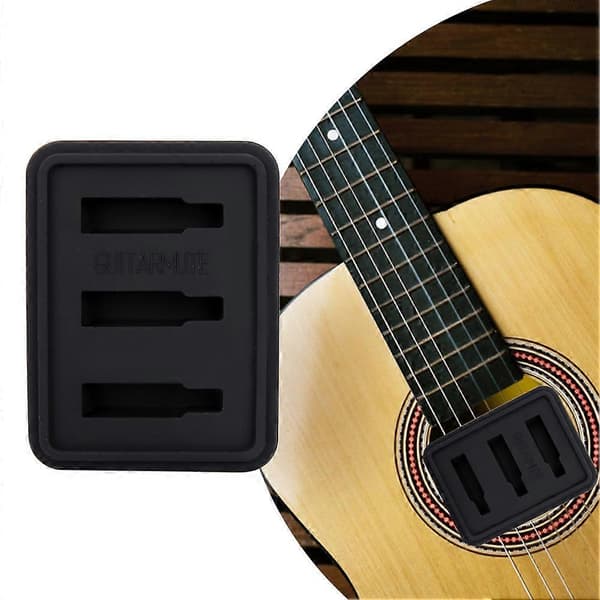 Bærbar Gummi Guitar Dæmper Pad til Klassisk og Folk Guitar Sort