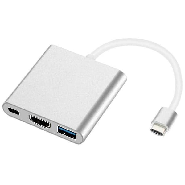 USB C til Adapter, 3 i 1 Multiport USB Type C til 4K, USB3.0 og USB C Power Delivery Port Converter