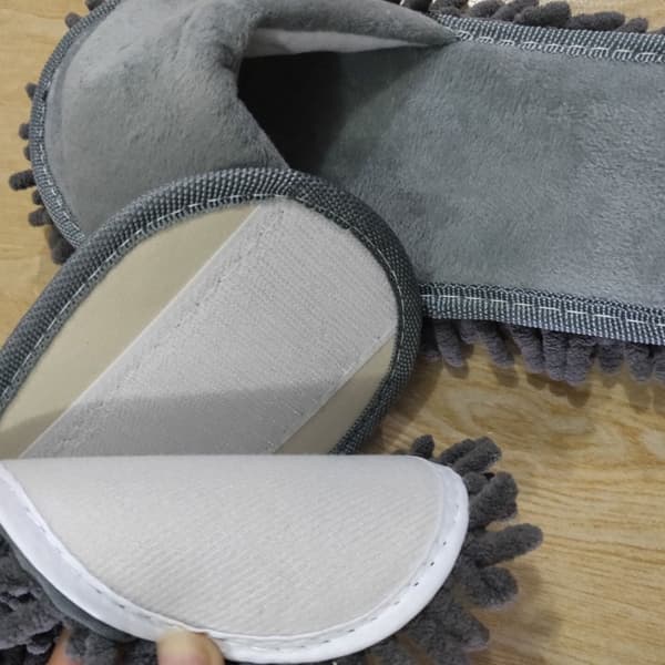 Laiskat avokärkiset moppatossut - Pehmeät ja mukavat harmaat puhdistustossut (M 39-41)