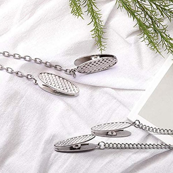2 st Servettkedja Servetthållare Servettklämmor Kedja Flexibel Halsband Nackrem för Seniorer Äldre A