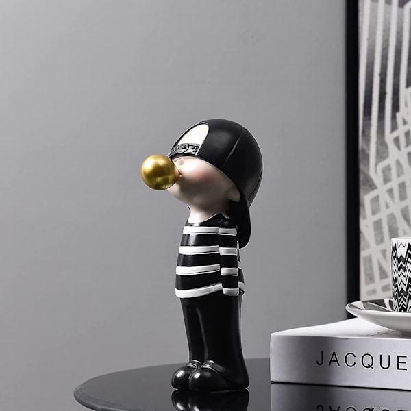 Moderne skulpturer til hjemmet, drenge tyggegummi figurer sort og hvid skulptur dekoration sommer bordpynt