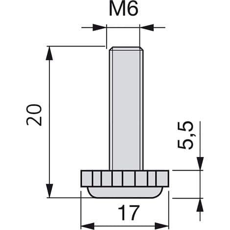 Möbeljusteringsfötter, M6x20mm gänga, 20-pack, Svart/Silver