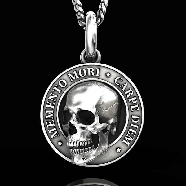 Europeisk och amerikansk utrikeshandel gränsöverskridande nytt Halloween dödskallehalsband personlighet punk herr- och damsemesterpresent hänge Vintage silver