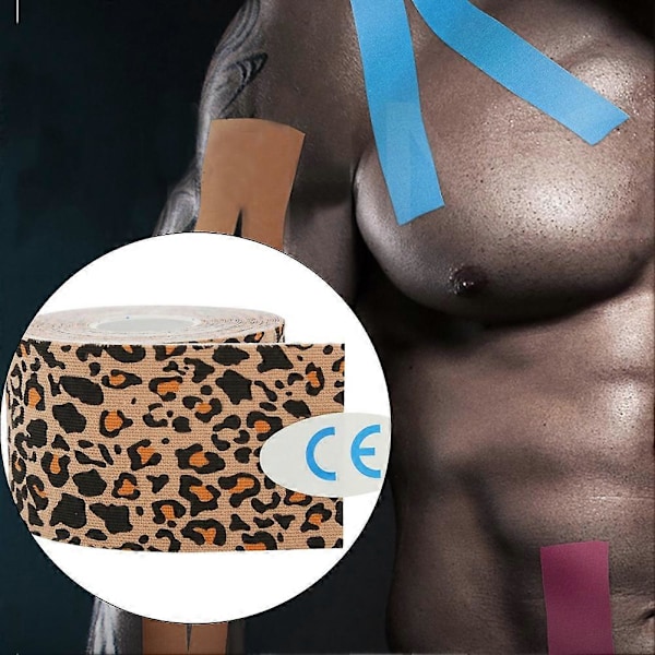 Elastisk Sportstape i Bomull, Strekk, Skade, Muskeltape, Stroppebandasje, Leopardtrykk