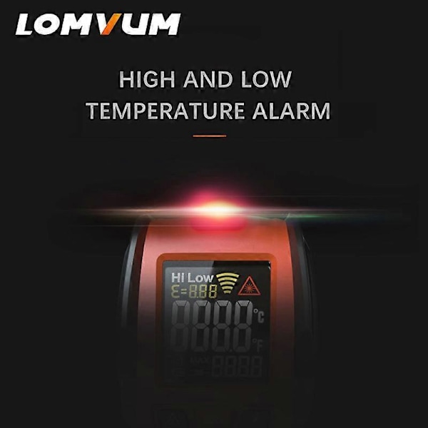Digital Infraröd Termometer Kontakt Temperaturpistol Laser Handhållen IR Temp Pistol Färgstark LCD-skärm 50-580C Alarm