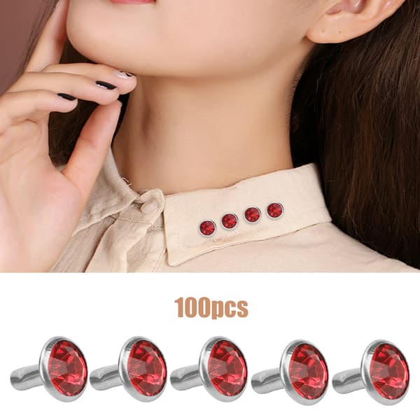 Acrylic Bead 8mm Red DIY Rhinestone Button for Clothing Craft 8mm Silver Edge Crystal Light