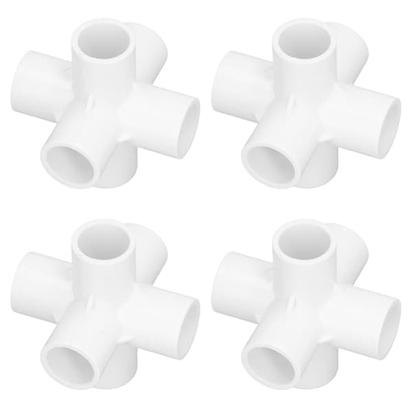 10 stk. 6-vejs rørfittings PVC-plast rørhjørneforbindelse 20 mm indvendig diameter hvid