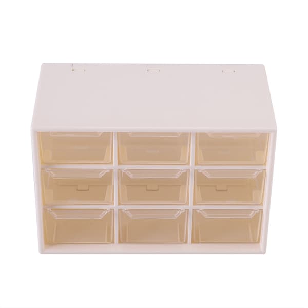 Portable Plastic 9-Compartment Mini Cabinet Drawer Jewelry Cosmetic Storage Box White