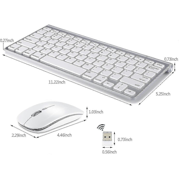 Trådlöst tangentbord och mus för Apple Imac Windows eller Android (2,4 g trådlöst)