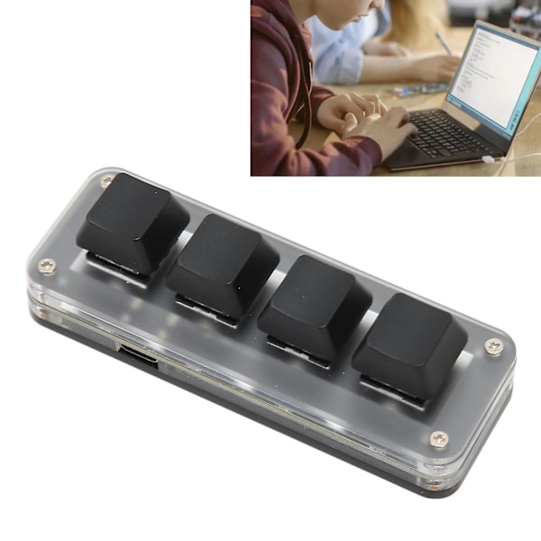 SSRGV 4 Fuldt Programmerbare Taster Mini Type C Kablet Enhånds Mekanisk Tastatur til Windows