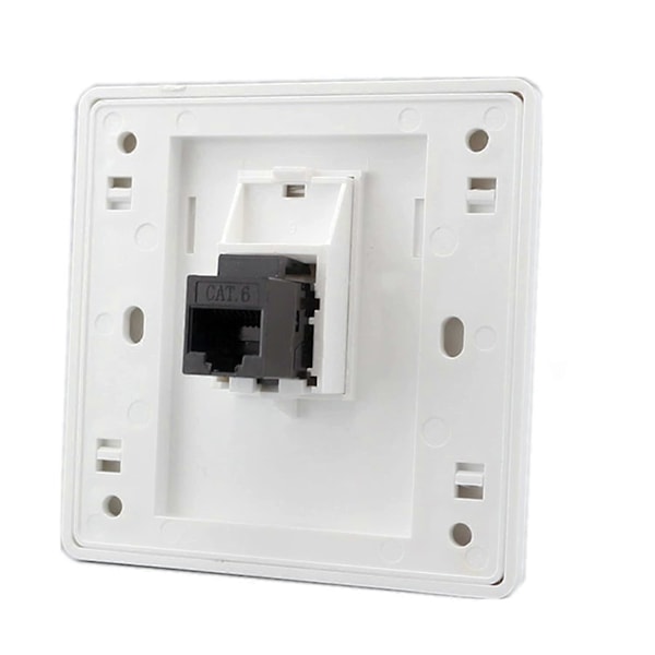 Hun til Hun CAT6 Gigabit Dual Pass Netværks Vægudtag RJ45 LAN Internet Faceplate Lige Strømudtag, 86x86mm (LAN x 1)
