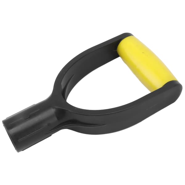 Shovel D-handle 32mm bore silicone coated reinforced replacement grip for digging and raking tools, yellow and black