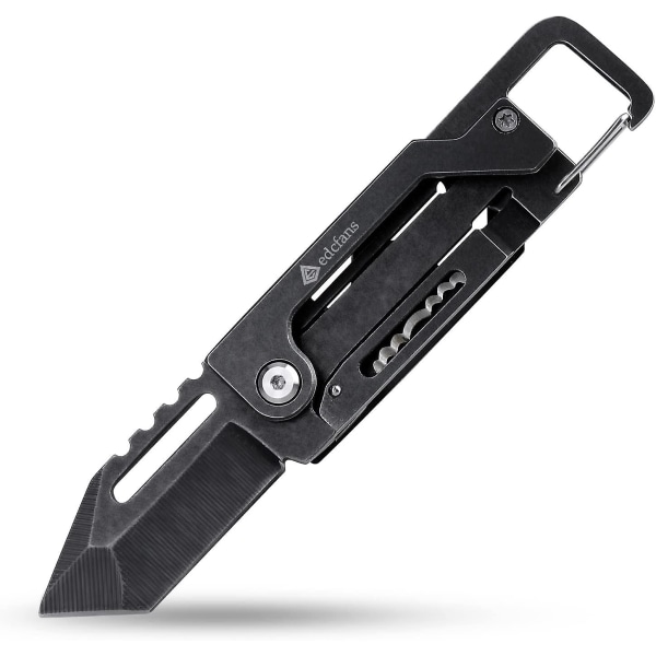 Nyckelringskniv, EDC Multitool Nyckelringar För Man, Små Fickknivar Med Clip Box Cutter Med Burk/Flasköppnare, Skruvmejsel, Skiftnyckel och Bändverktyg,