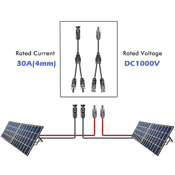 Y-gren parallellkontakt, kontakter, solcellskabel Mmf/ffm solpanelkabelkontakt 1 till 2 gren solcelladapter (1 par)