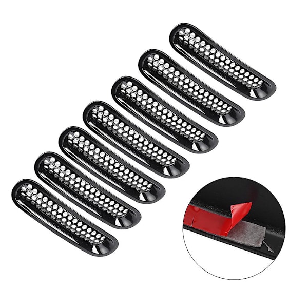 Forreste Bumper Sort Mesh Grill til Jeep Wrangler JK 2007 til 2017 - Sæt med 7 Dele