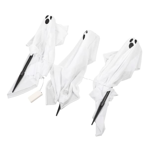 Luminous Ghost Stakes White Halloween LED Lawn Decorations Plastic Fabric Ghosts for Outdoor Yard Garden Kit
