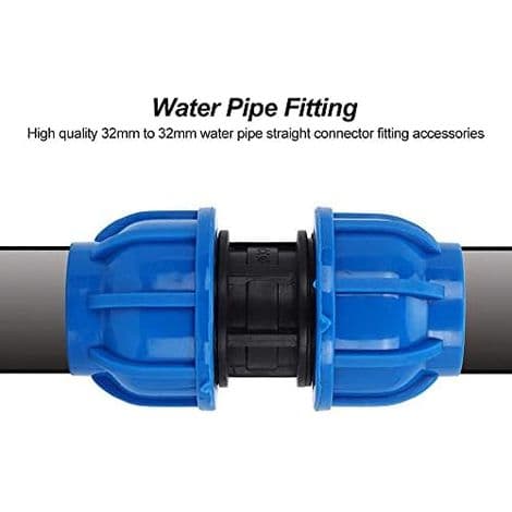 2 stk. PE lige plastforbindelse 32 mm til 32 mm vandrørsadapter lige fitting vandrørsfittings