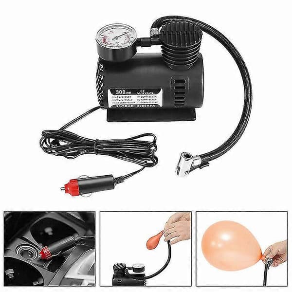 300psi 12V Mini Elektrisk Bil Luftpump Luftkompressor Bärbar Däckpump För Bil Cykel