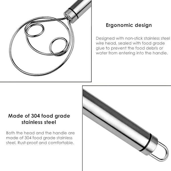 Danskt bröddegvisp i rostfritt stål, holländskt bröddegvisp, skåra verktyg, kakverktyg för bröd, bakverk eller pizza
