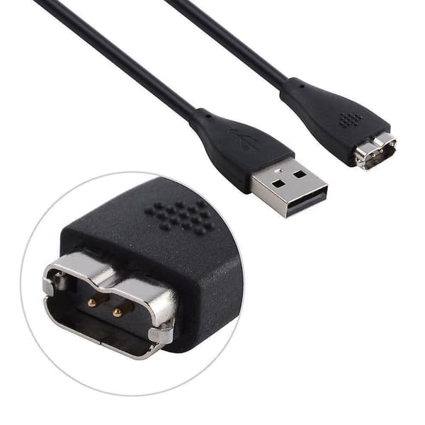USB-ladekabel kompatibel med Fitbit Charge HR (28 cm) - Svart