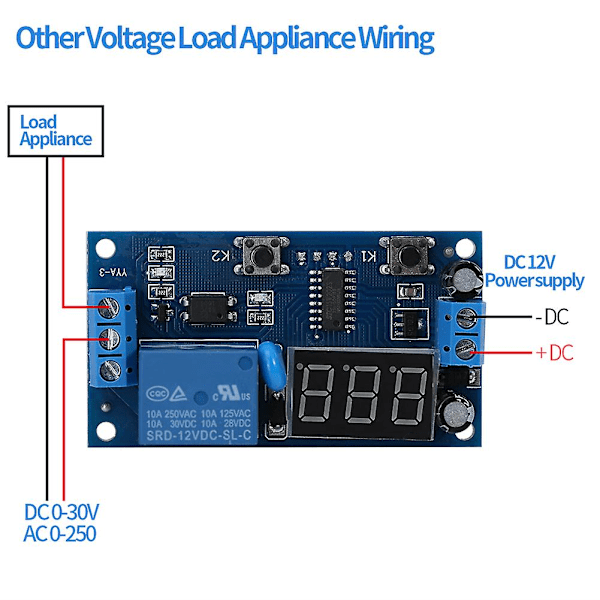 DC 12V Cykel Fördröjningstimer Switch Justerbar Relämodulkort Oändlig Slinga med LED-Display
