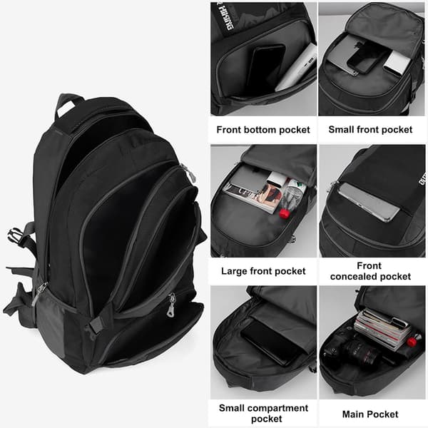 60L Waterproof Hiking Backpack Lightweight Camping Backpack Women Men Durable Daypack (Black, 60L)