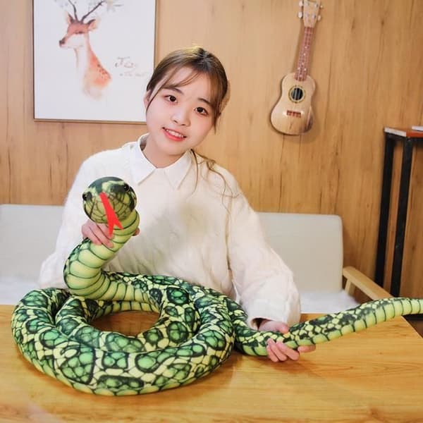 Grön - 160 cm - Plyschleksak som imiterar Python, jätteslang, Boa Kobra, Lång plyschkudde för barn