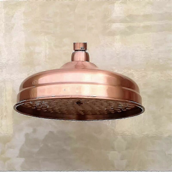 Duschhuvud i koppar, 20 cm (8 tum) diameter, högtrycks fast duschhuvud med justerbar vinkel, regnduschhuvud - Guld