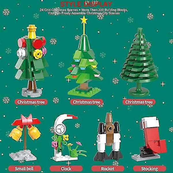 24 Overraskelser Julebygninger Jul Serie Arkitektur Byggekit Klemmeklodser Modelbyggeri Konstruktion Legetøj Blind Box Legetøj