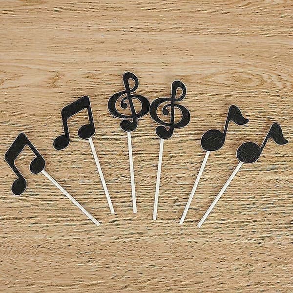 30 stk. Musiknoder Cupcake Topper Papir Kage Indsatser Kort Bryllupskage Topper