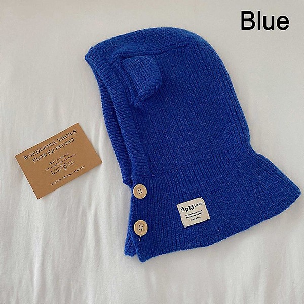 Söt Björn Öra Barn Mössa Vinter Stickad Hals Öronskydd Balaclava Hatt