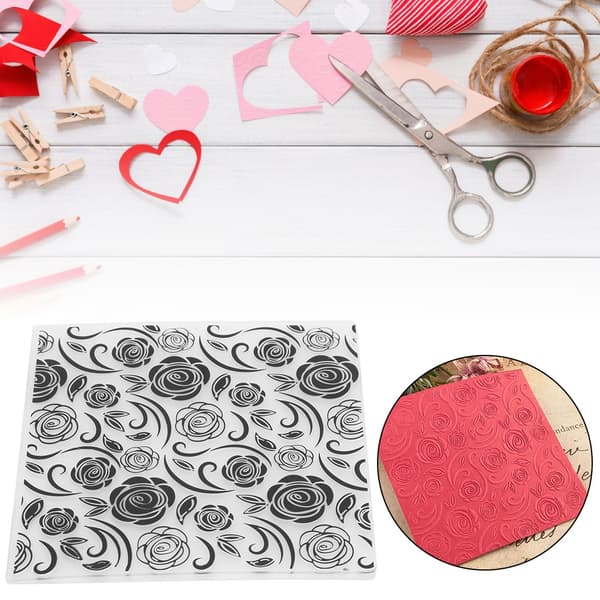 2 pcs EM200 Rose Embossing Folder, DIY Floral Texture Stencil for Card Making, Plastic Craft Template