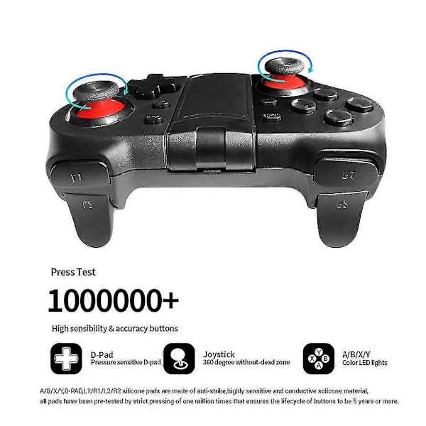 Opgraderet mobil spilcontroller, trådløs Bluetooth gamepad joystick multimedie spilcontroller kompatibel med iOS Android perfekt til de fleste spil