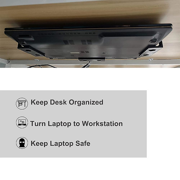 3 st Metalliska Under-Bords Laptopställ med Skruv, Under-Bords Laptopfäste, Lägg Till Under