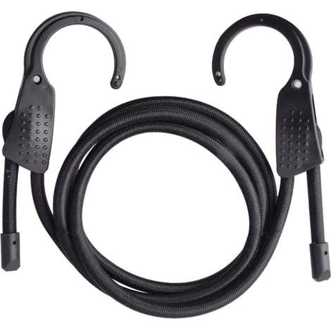 Ekstra bred åbning stål bungee krog, bagage bungee snore med karabinhage, sort