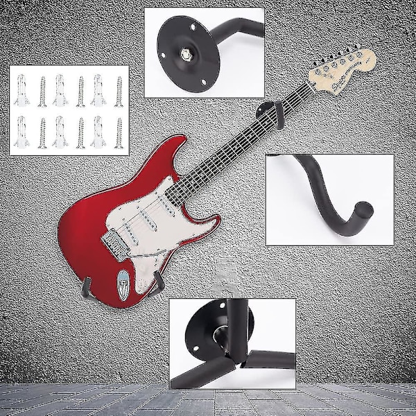 Horisontell Gitarrväggfäste, Lutande Gitarrhängare, Horisontell Väggfäste för Akustisk Klassisk eller Elektrisk Gitarr, Ukulele, Banjo, Mandolin -SJL