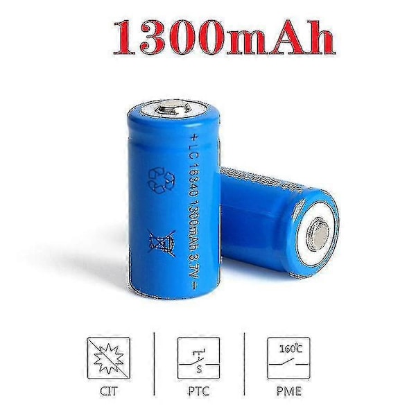 Tib 2st/set 16340 Batteri Cr123a 3.7v 1300mah Uppladdningsbart Li-ion Batteri För Led Ficklampa Batery Litio Batteri Grossist