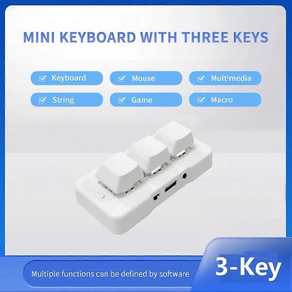 MK321BT 3-tasters Mini Tilpasset Mekanisk Tastatur Blå Kontakt USB+BT Dual-Mode Forbindelse til Spil